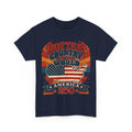 Navy ruffled front mockup