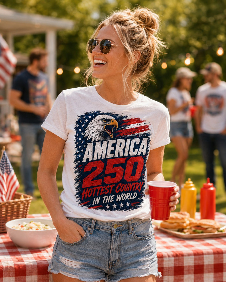 Patriot Eagle America 250 T-Shirt | July 4th Hottest Country Pride